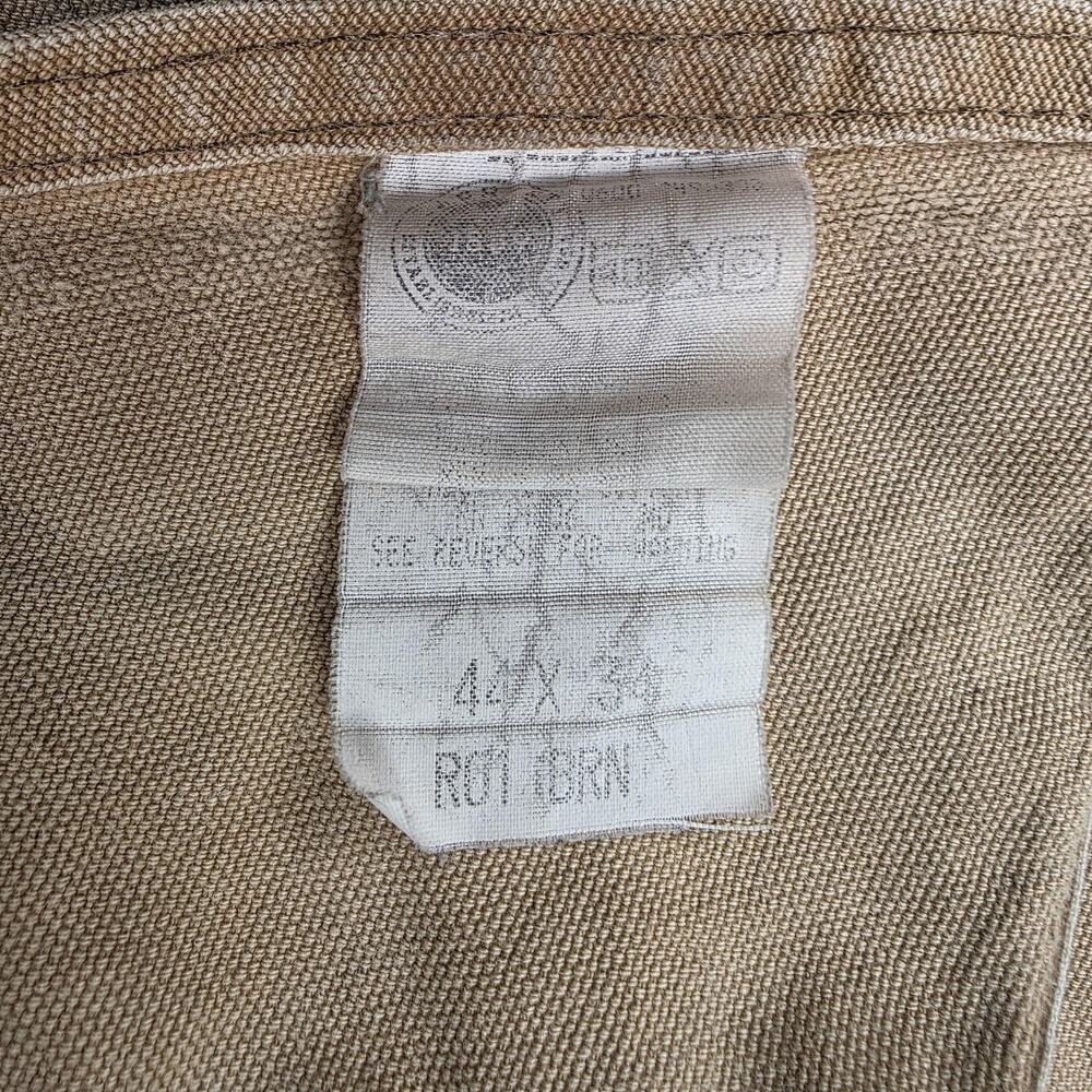 Carhartt Bib Overalls Mens 44x32 Duck Double Knee Distressed R01 BRN Vintage USA - Picture 2 of 16
